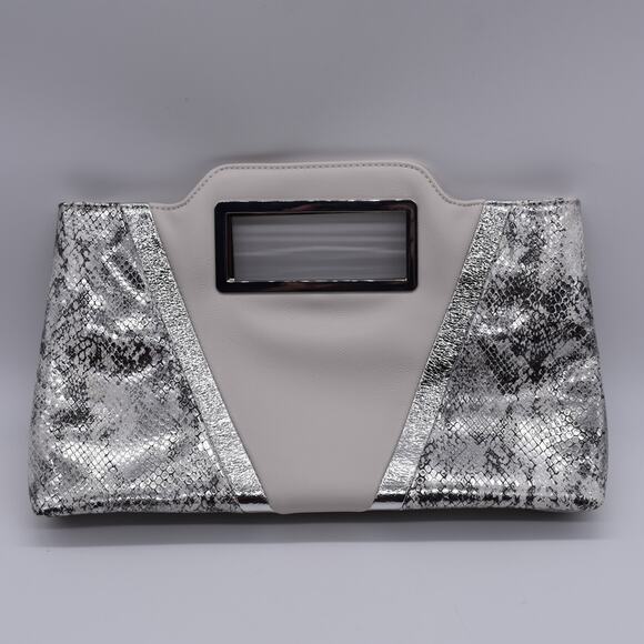 I.N.C. International Concepts Judith Handle Clutch with chain Snakeskin - Picture 1 of 11